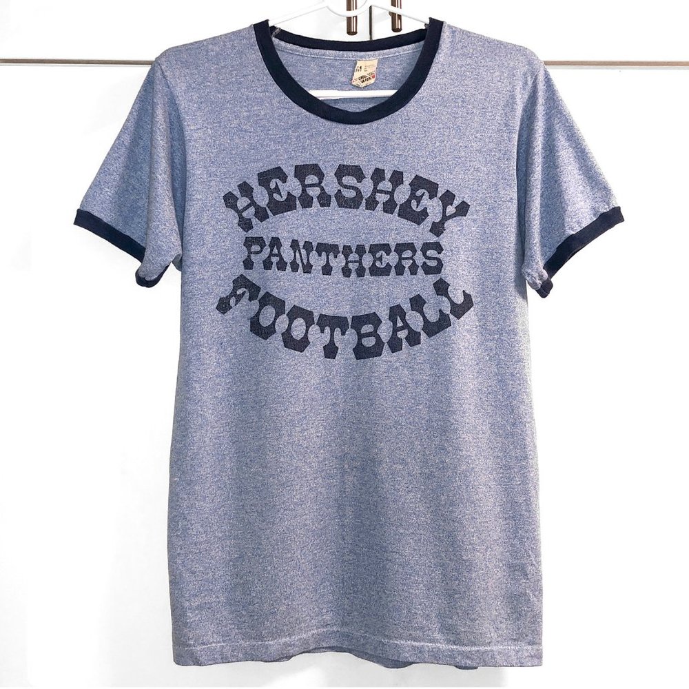 Vintage 1980's HERSHEY PANTHERS FOOTBALL Ringer Tee